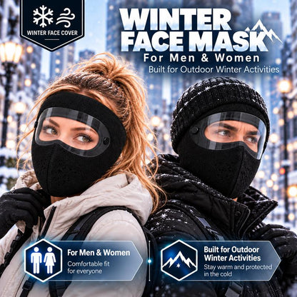 Winter Face Cover with Detachable Goggles – Windproof Thermal Fleece Mask