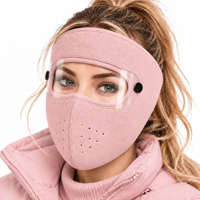 Winter Face Cover with Detachable Goggles – Windproof Thermal Fleece Mask