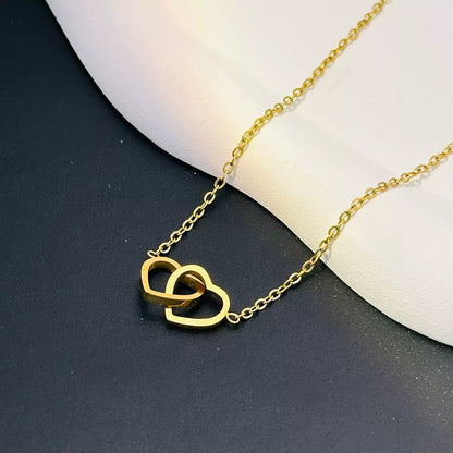 Personalized Double Heart Name Necklace with Rose Gift Box