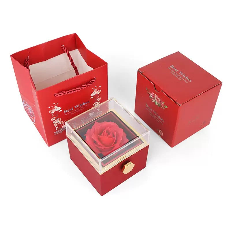 Personalized Double Heart Name Necklace with Rose Gift Box