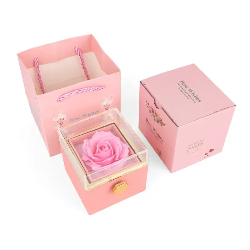 Personalized Double Heart Name Necklace with Rose Gift Box