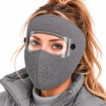 Winter Face Cover with Detachable Goggles – Windproof Thermal Fleece Mask