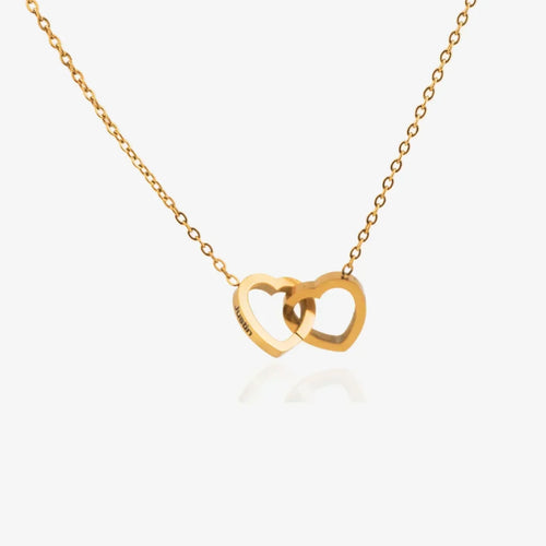 Personalized Double Heart Name Necklace with Rose Gift Box